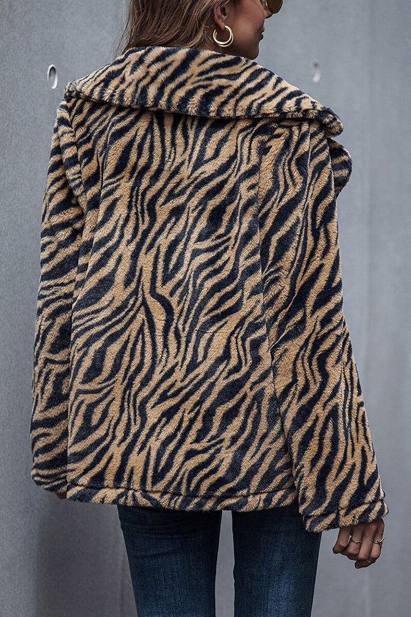 Casaco Animal Print Tigre Gola Lapela